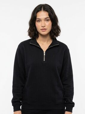 ASOS Black Quarter-Zip Sweatshirt with Silver Zip